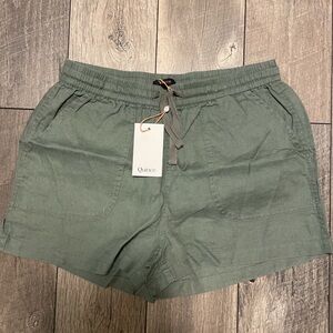 Quince Women’s Olive Green Linen Blend Drawstring Shorts